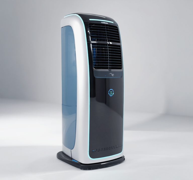 Gen4 A futuristic portable standing air conditioner (tower design) on a clean white f a-2, 281131257