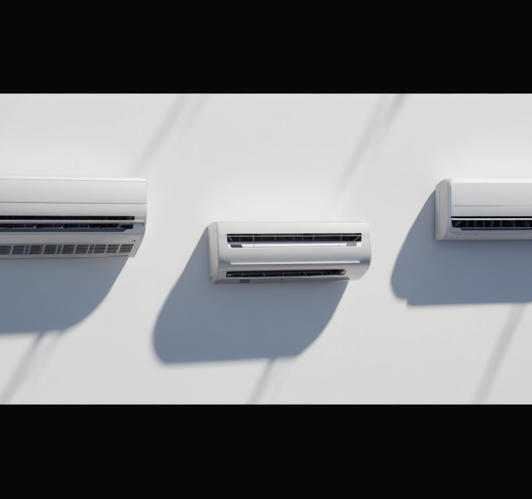 Gen4 Three different models of air conditioners lined up on a clean white surface Eac a-2, 49311388